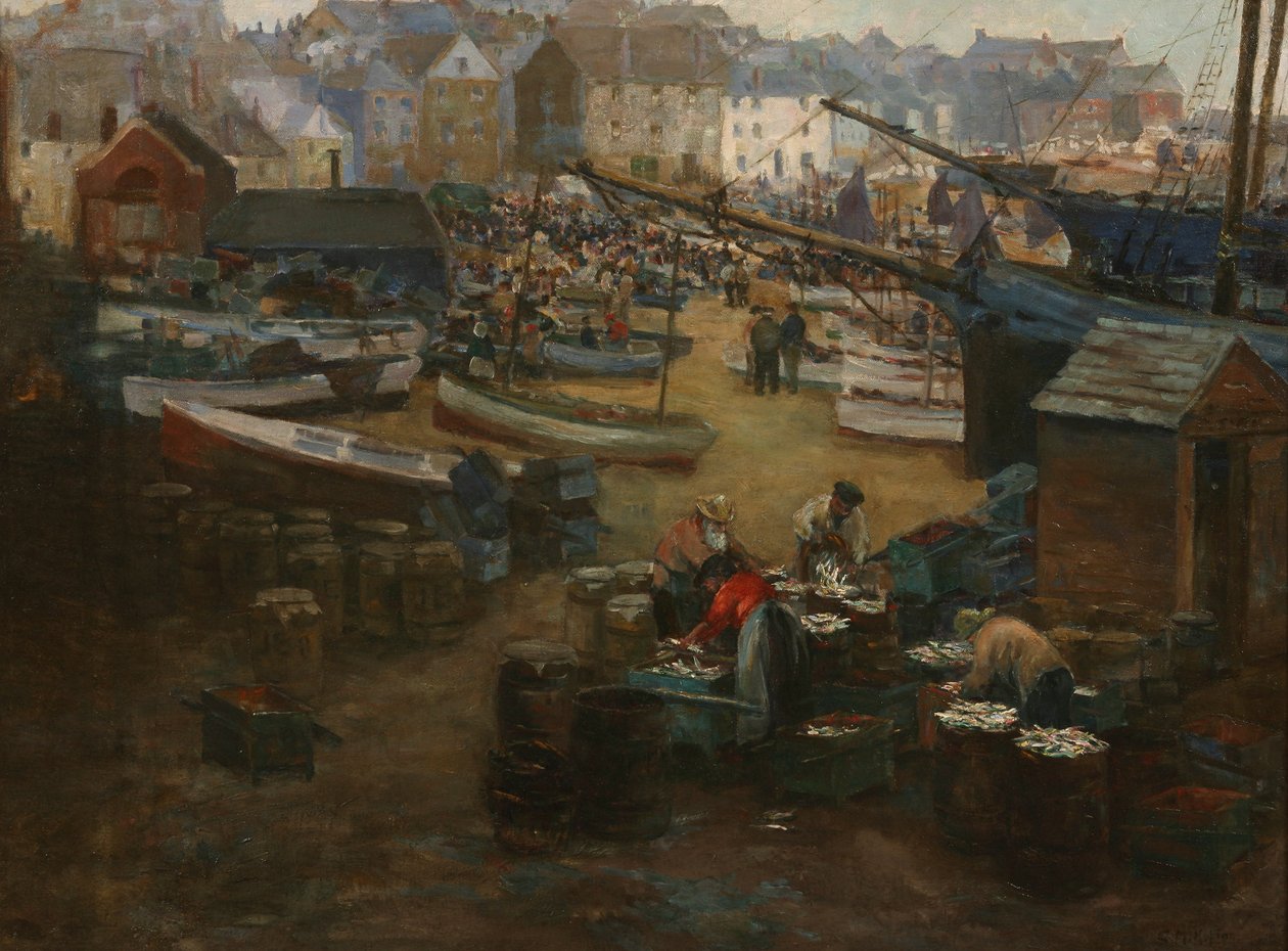 पैकिंग मछली, सेंट Ives, c.1910 द्वारा ग्वेन्डोलिन मार्गरेट होपटन