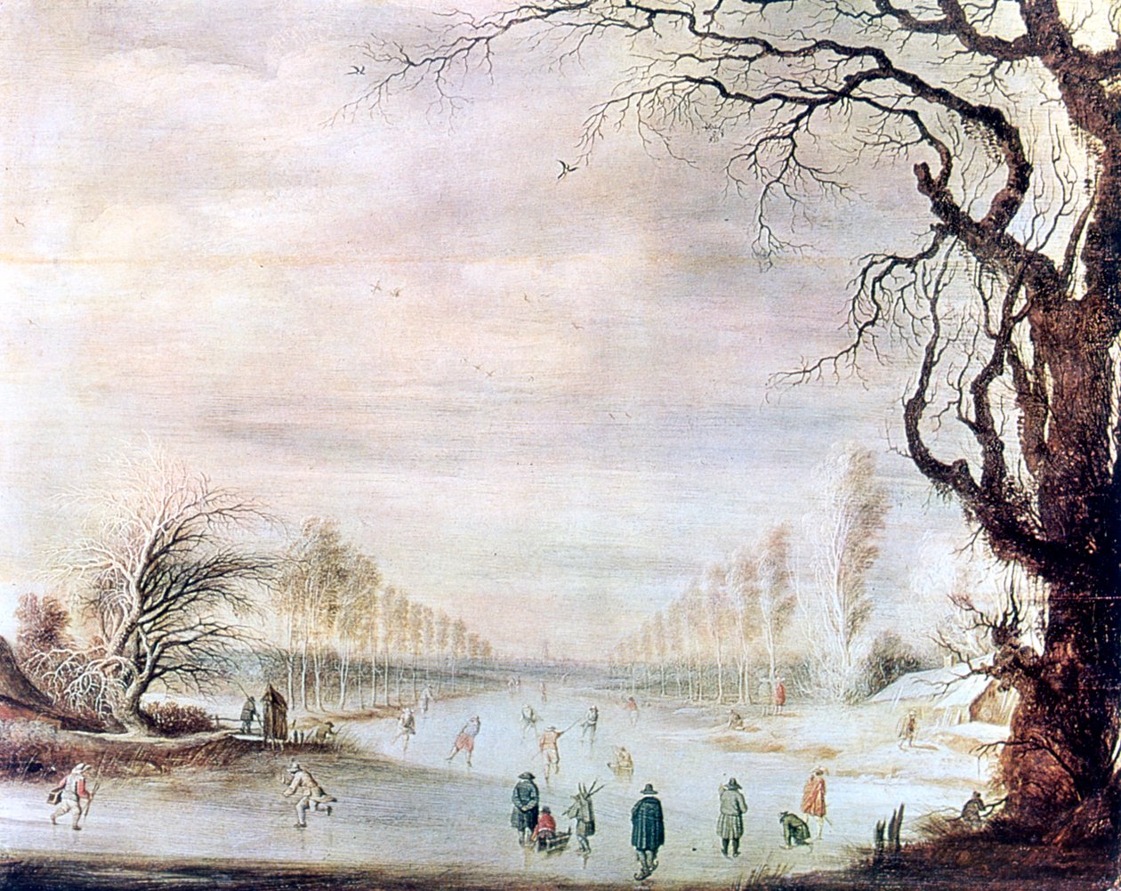 आइस स्केटर्स के साथ ए विंटर लैंडस्केप, c1606-1643 द्वारा गिस्ब्रेक्ट लेयटेंस