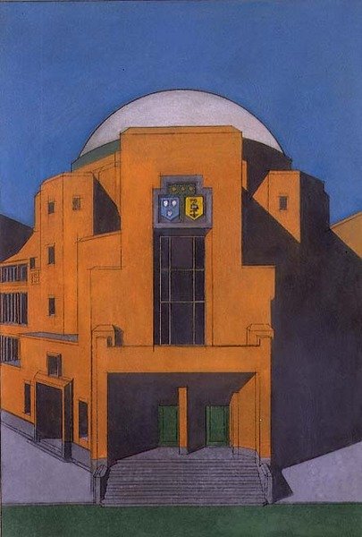 Gemeentemuseum, हेग (पेस्टल) के प्रवेश द्वार की योजना द्वारा एचपी बर्लेज