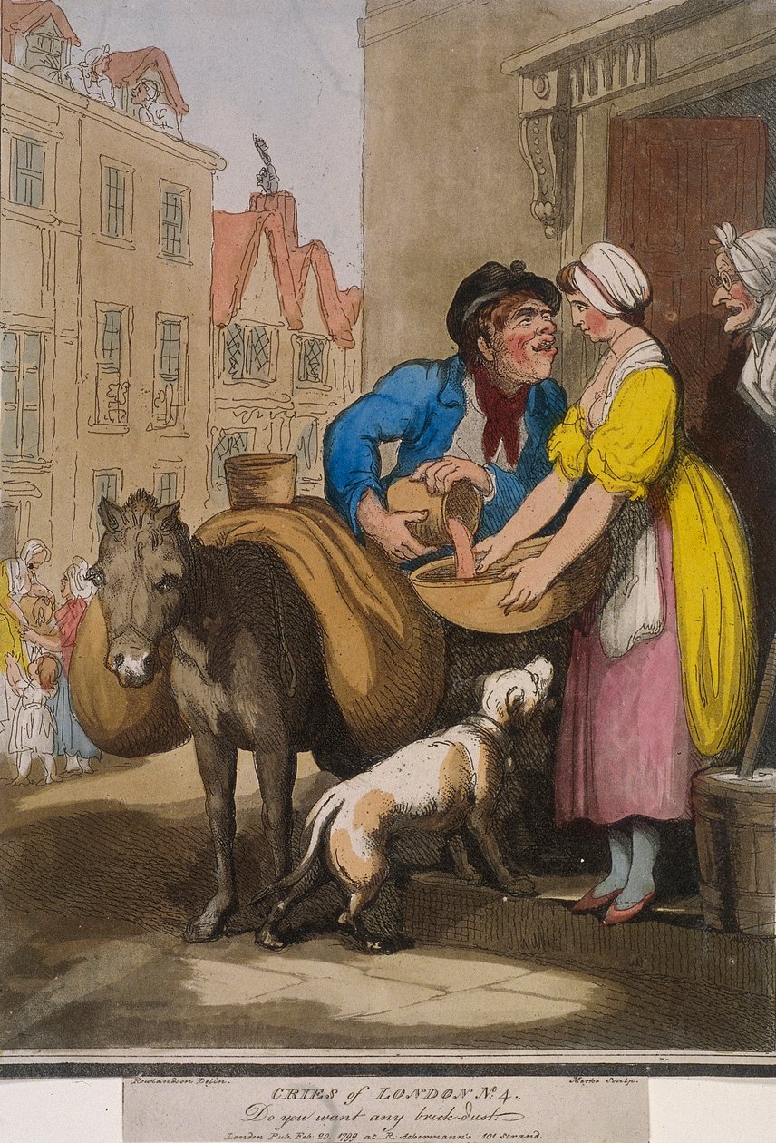 'डू यू वांट एनी ब्रिक-डस्ट', क्रीज ऑफ लंदन की प्लेट VI, 1799 द्वारा एच नोटिस
