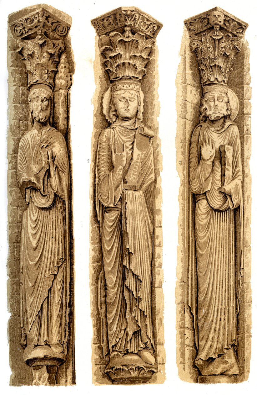 ले मैंस कैथेड्रल, ले मैन्स, फ्रांस की बाहरी सजावट, 15 वीं शताब्दी 1849। द्वारा एच। मौलिन
