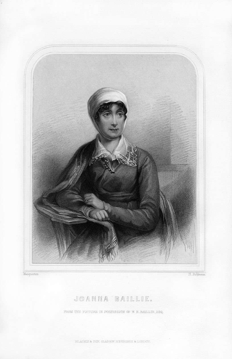 जोआना बैली, स्कॉटिश कवयित्री और नाटककार, 1870 द्वारा एच। रॉबिन्सन