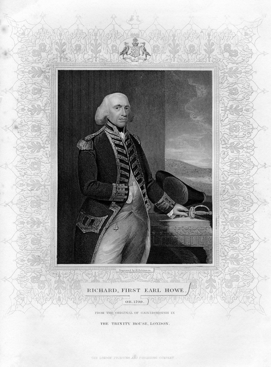 रिचर्ड होवे 1726-1799, प्रथम अर्ल होवे, अंग्रेजी एडमिरल, 19 वीं शताब्दी। द्वारा एच। रॉबिन्सन
