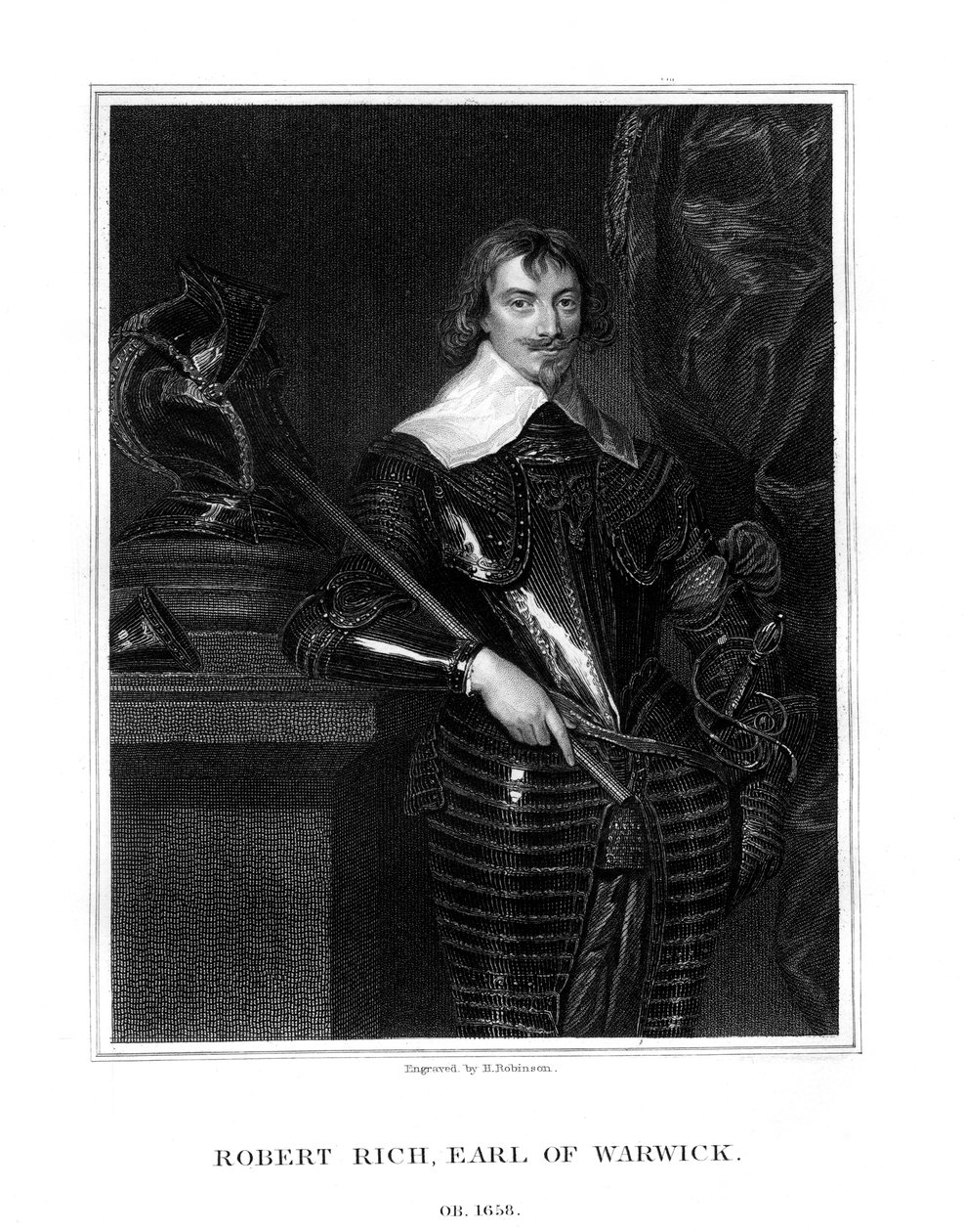 रॉबर्ट रिच, वारविक के दूसरे अर्ल, अंग्रेजी औपनिवेशिक प्रशासक, 1827 द्वारा एच। रॉबिन्सन