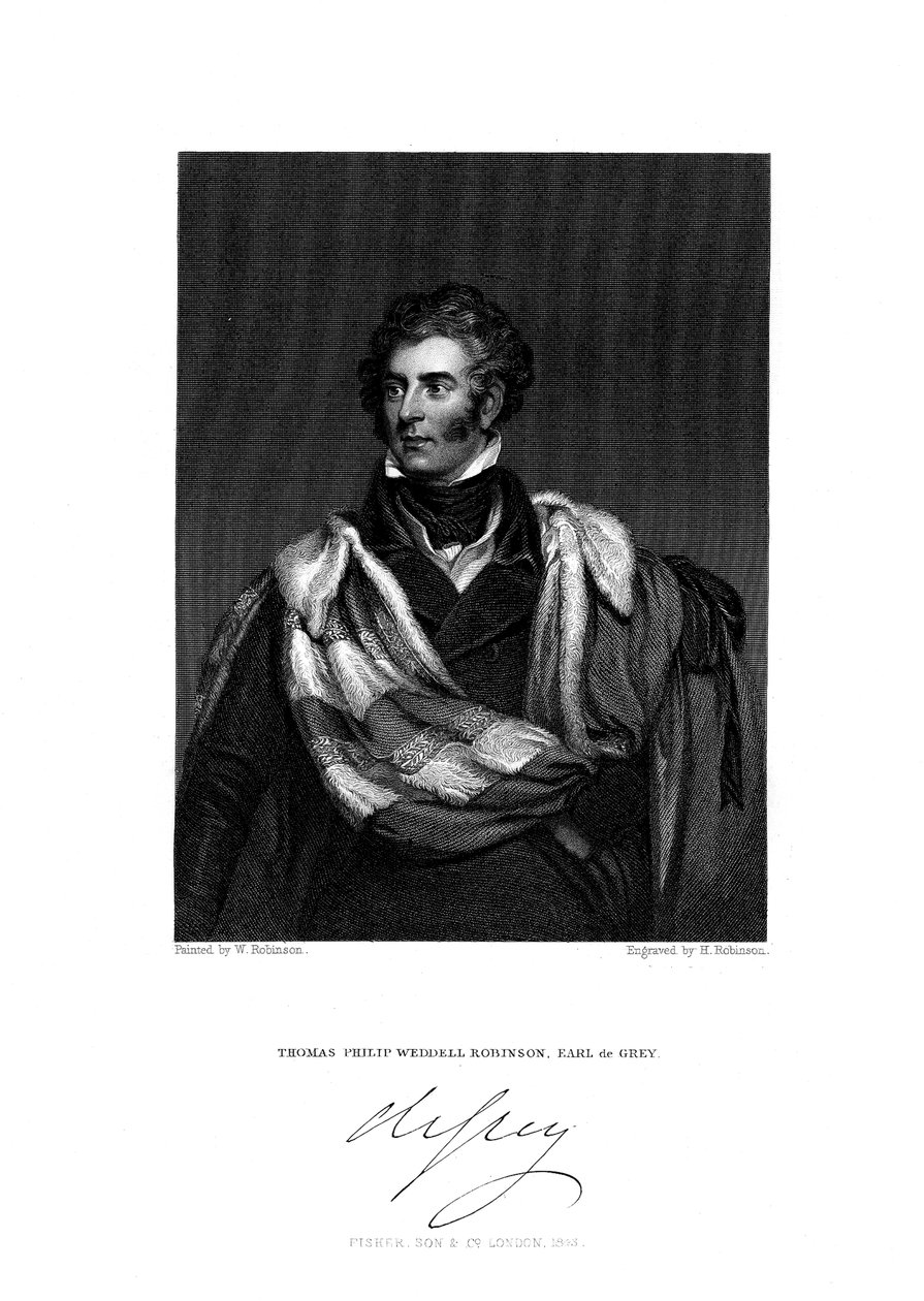 थॉमस फिलिप रॉबिन्सन, द्वितीय अर्ल डे ग्रे, 1781-1859, 1844। द्वारा एच। रॉबिन्सन