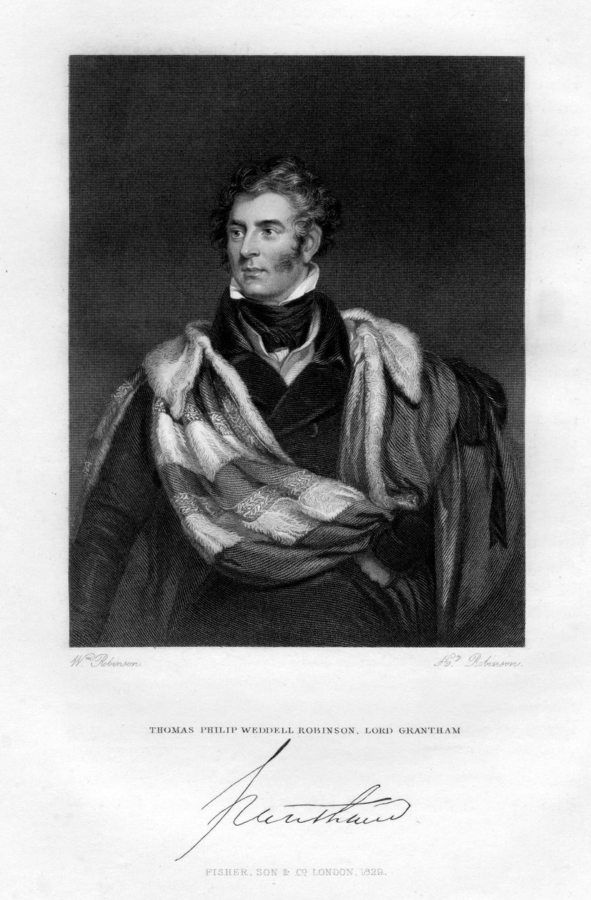 थॉमस फिलिप वेडेल रॉबिन्सन, लॉर्ड ग्रांथम, 1829 द्वारा एच। रॉबिन्सन