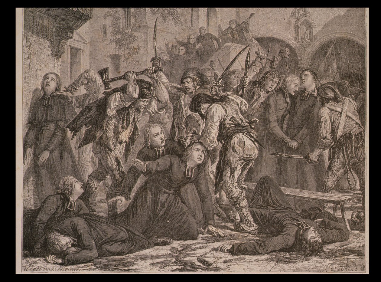 सितंबर 1792 में नरसंहारों का नरसंहार, चार्ल्स मौरंद द्वारा उकेरा गया द्वारा एच। डी ला चारलेरी