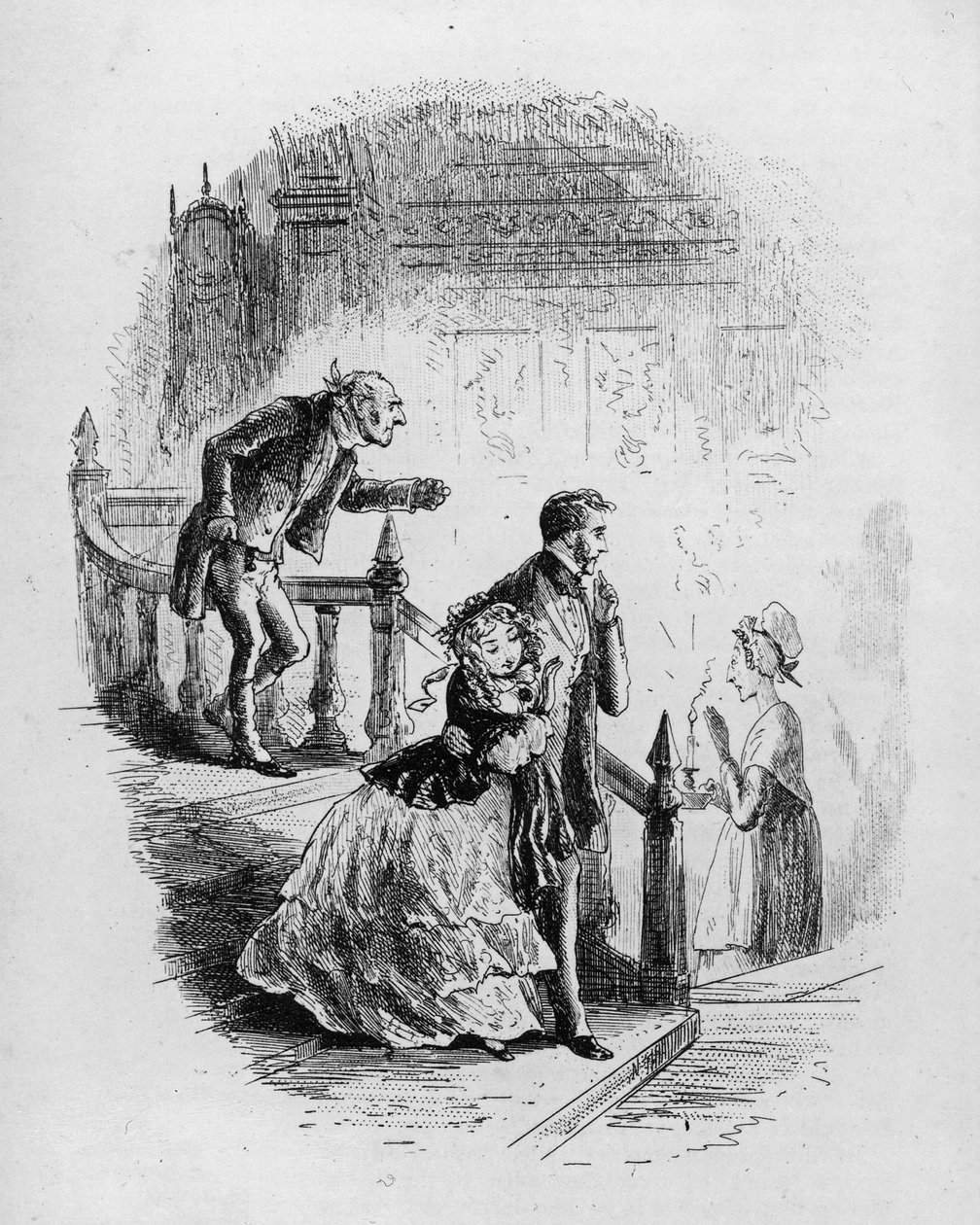 फ्लोरा का निरीक्षण, चार्ल्स डिकेंस का 1857 का &39;लिटिल डोरिट्री&39; का चित्रण द्वारा हबलोत नाइट ब्राउन