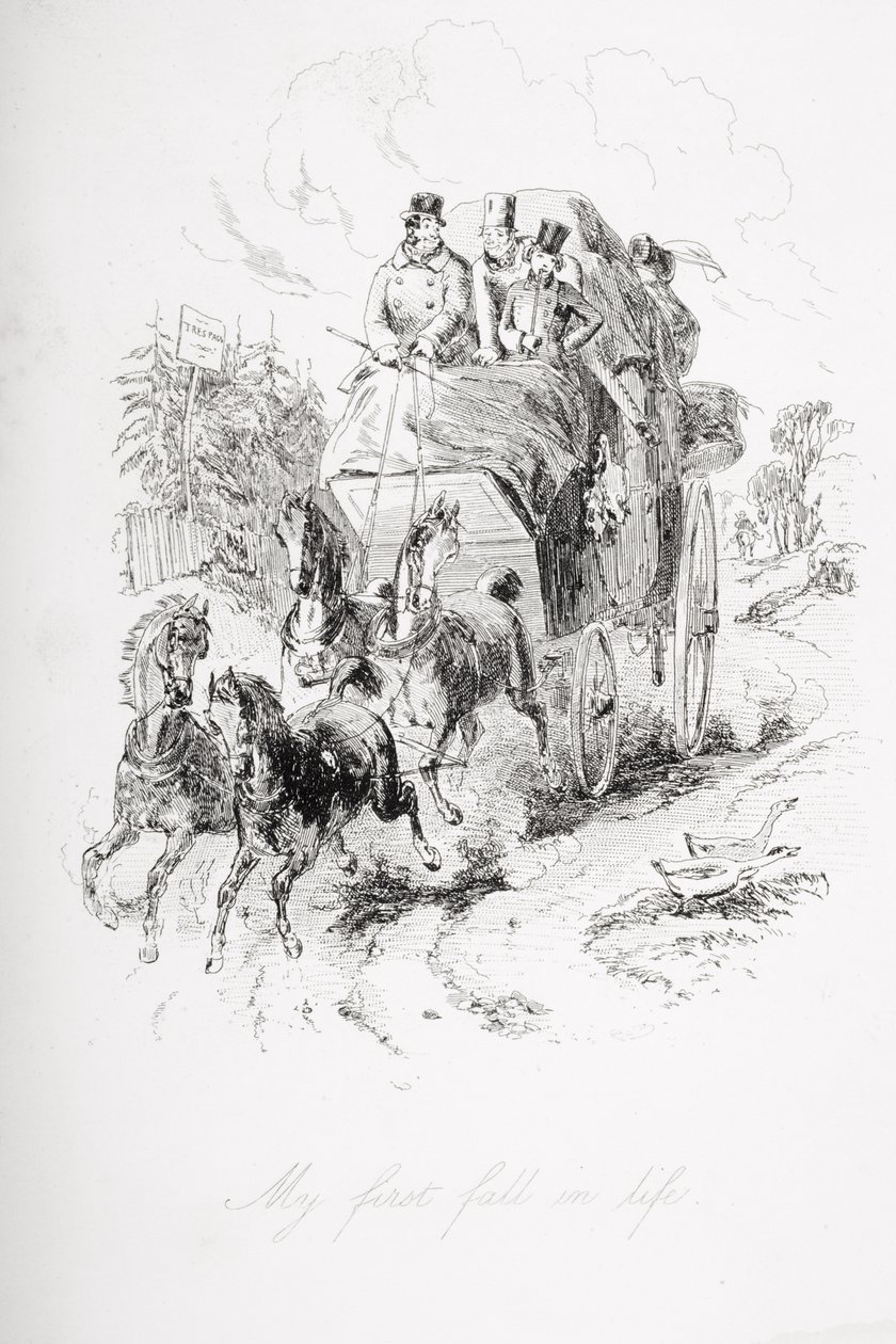 जीवन में मेरी पहली गिरावट, चार्ल्स डिकेंस (1812-70) द्वारा &39;डेविड कॉपरफील्ड&39; से चित्रण पहली बार 1850 में प्रकाशित हुई द्वारा हबलोत नाइट ब्राउन