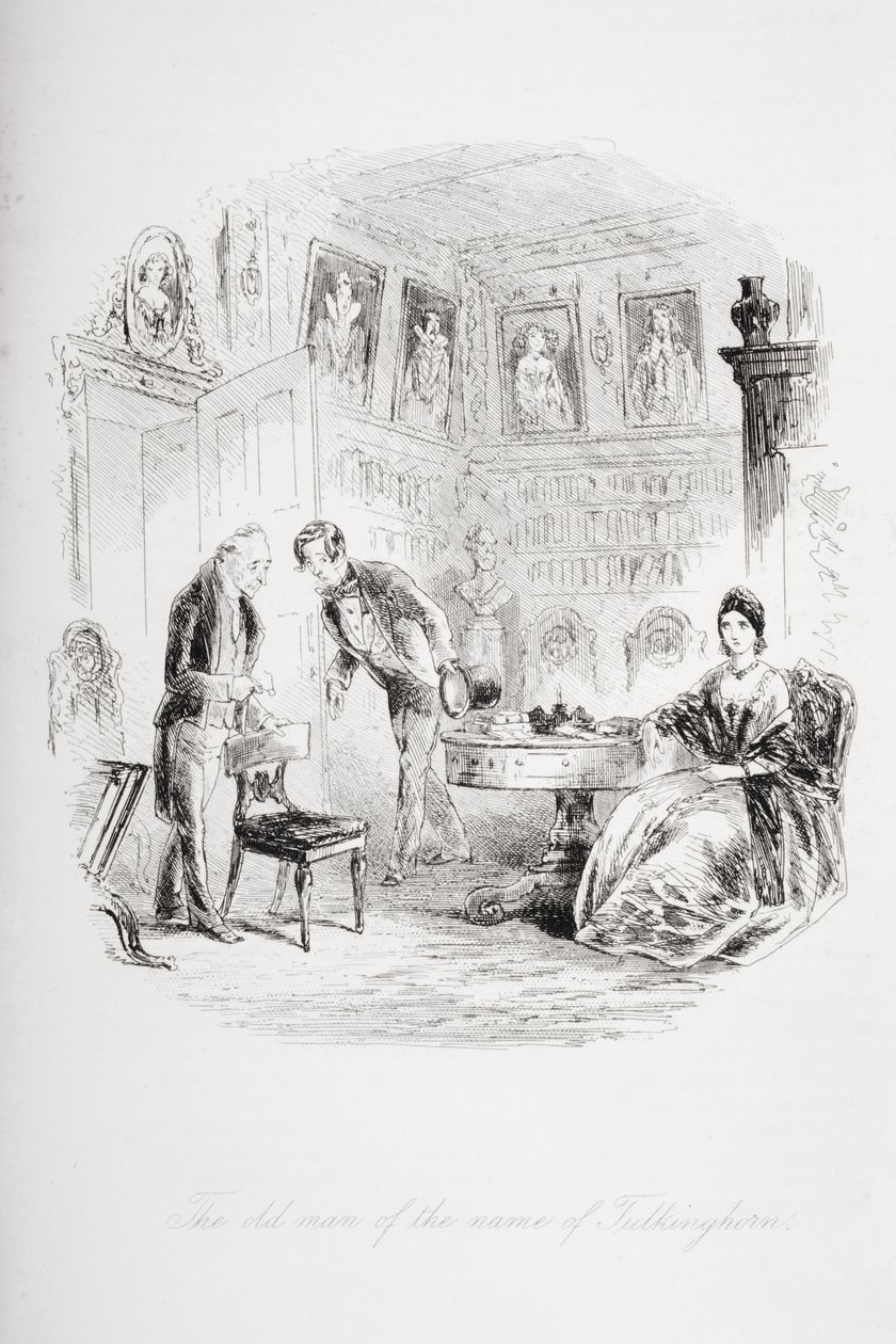 टुलकिंगहॉर्न नाम का बूढ़ा व्यक्ति, चार्ल्स डिकेंस (1812-70) द्वारा &39;ब्लेक हाउस&39; का चित्रण प्रकाशित किया गया था 32053 द्वारा हबलोत नाइट ब्राउन