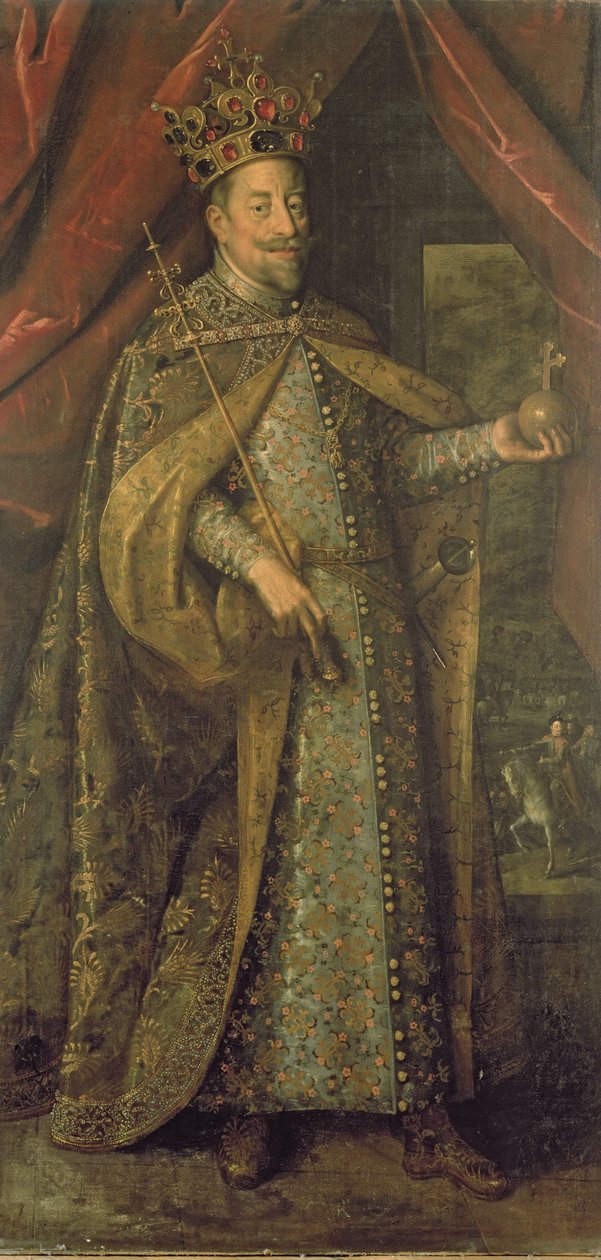 बोहेमियन कोरोनेशन रॉब्स में ऑस्ट्रिया के सम्राट मथायस, c.1613 द्वारा आचेन का हंस