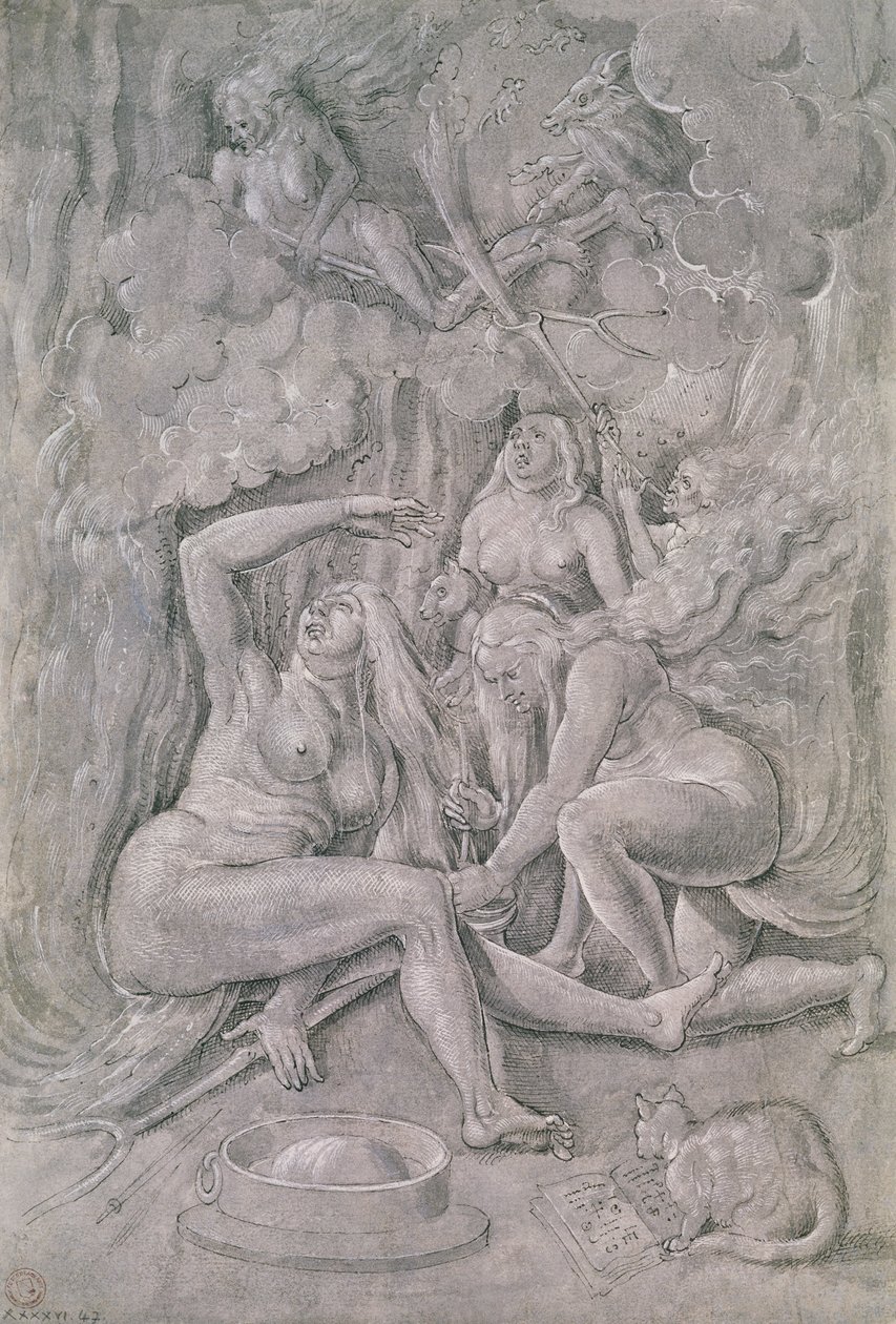 द चुड़ैलों सब्त, c.1515 (कागज पर पेन und इंक और गौचे द्वारा हंस बाल्डुंग ग्रिएन