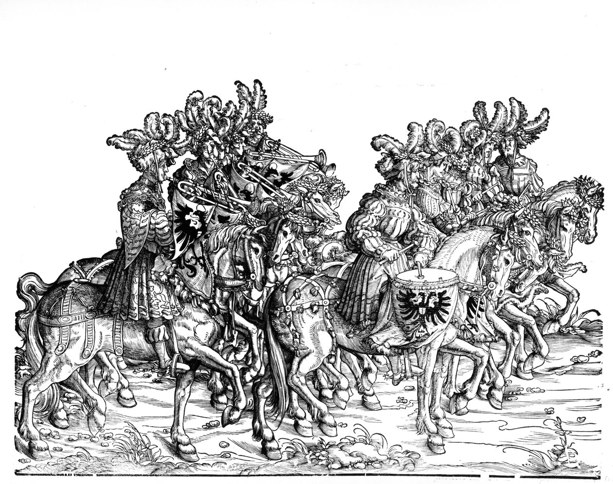 मैक्सिमिलियन I के विजयी जुलूस से दस संगीतकार, c.1517 द्वारा हंस बर्गकमेयर