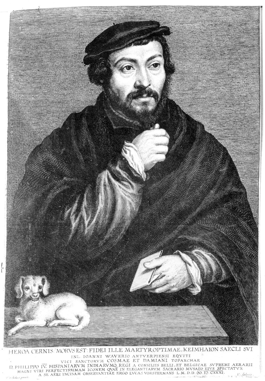सर थॉमस मोर का पोर्ट्रेट (1478-1535) लुकास वोरस्टर्मन्स द्वारा उत्कीर्ण, 1631 द्वारा हंस होल्बिन द यंगर