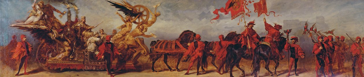 सम्राट फ्रांज जोसेफ की जयंती जुलूस के लिए डिजाइन: रेलवे वर्कर्स, 1879 द्वारा हंस मकरत