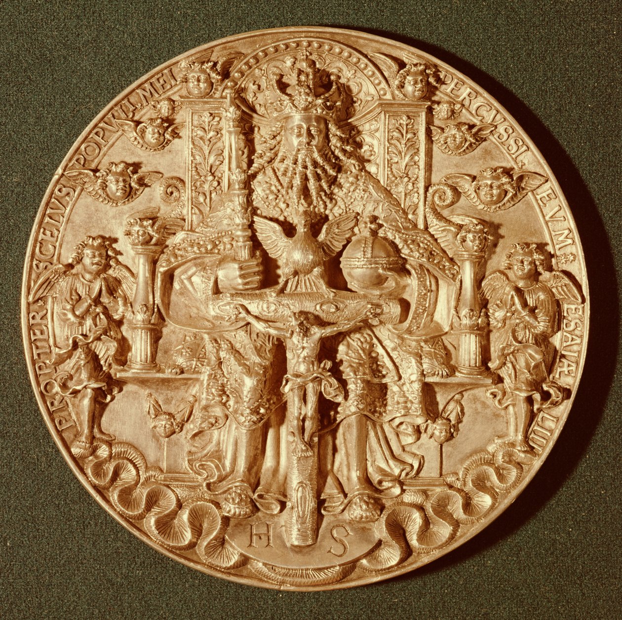 ट्रिनिटी मेडल, मूल के रिकॉस्ट वर्जन को 1544 में अब डम्सचैटज़, ट्रायर (गोल्ड) में बनाया गया द्वारा हंस रेनहार्ट