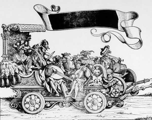 मैक्सिमिलियन्स ट्रम्पहल जुलूस से संगीतमय प्रवेश, c.1516-18 द्वारा हंस बर्गकमेयर