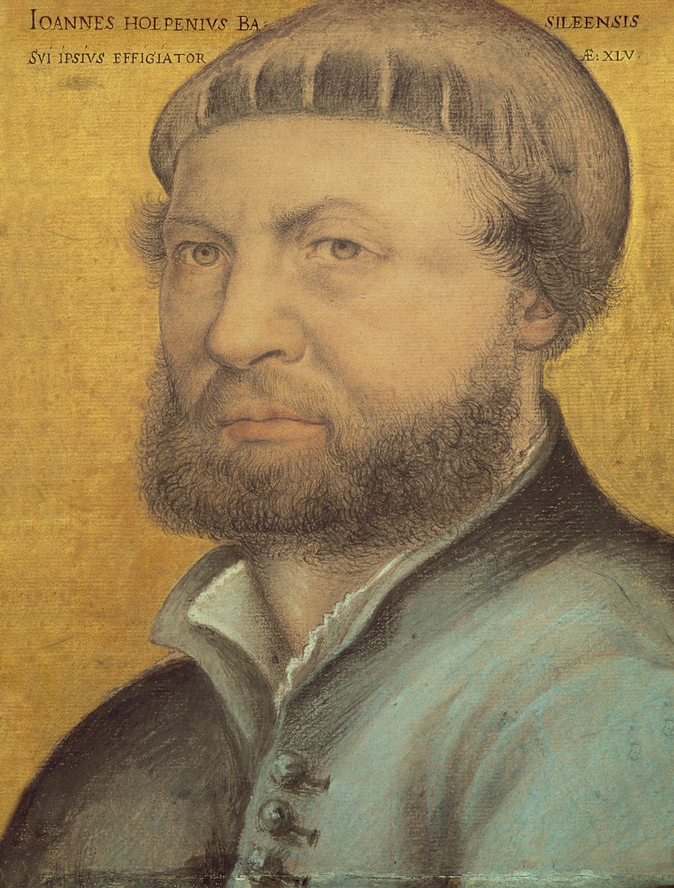 स्व पोर्ट्रेट, 1542 (कागज पर पेस्टल) द्वारा हंस होल्बिन द यंगर