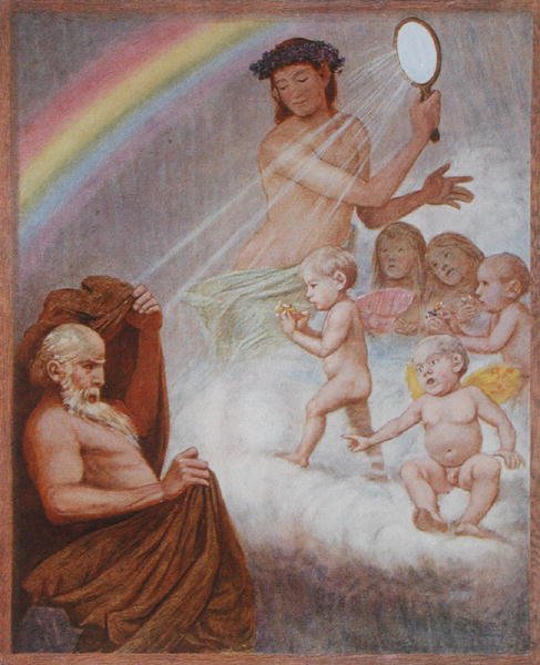 अप्रैल, लीपज़िग c.1910 में प्रकाशित 'फेस्टकलेंडर' का चित्रण (कलर लिथो) द्वारा हंस थोमा