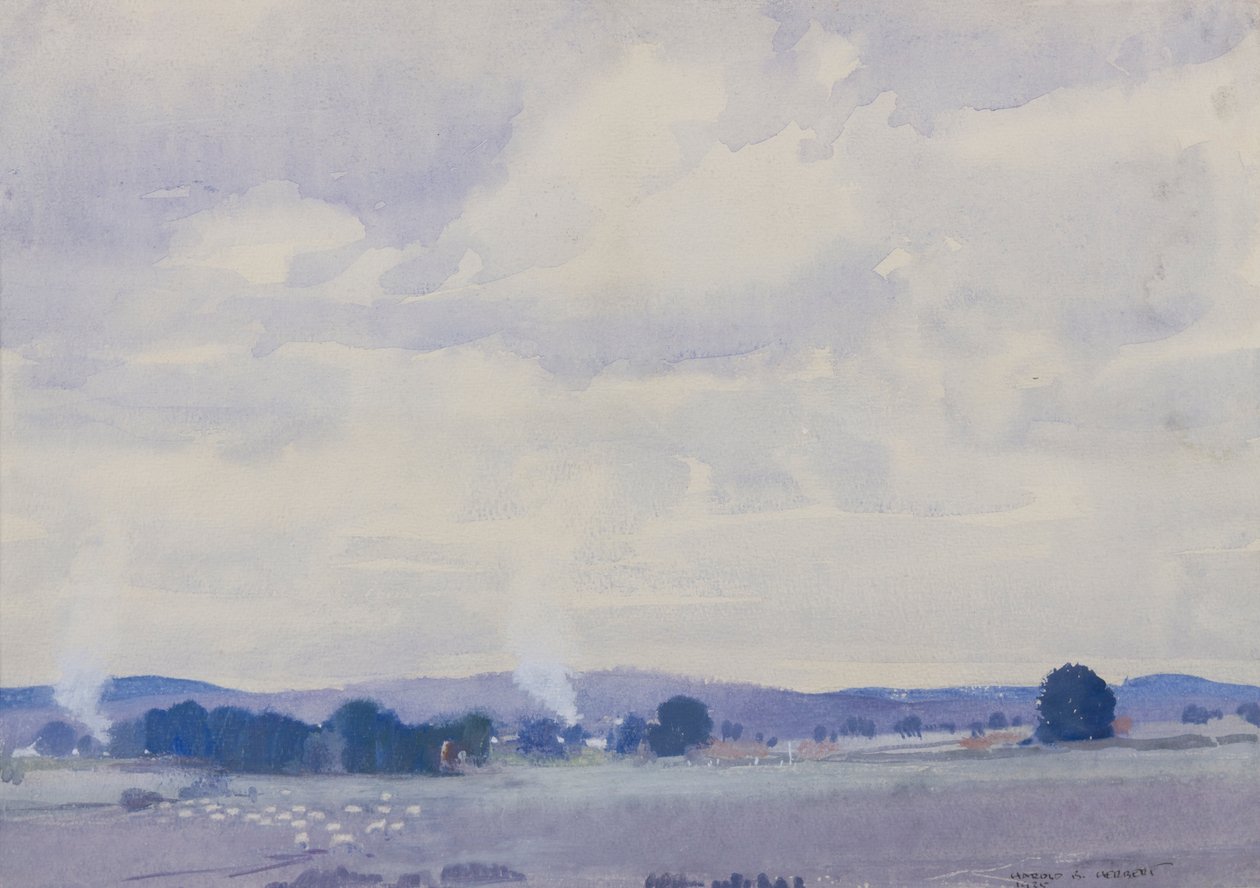 भेड़ देश, विक्टोरिया, 1935 (wc & gouache on paper) द्वारा हेरोल्ड ब्रॉकलेबैंक हर्बर्ट