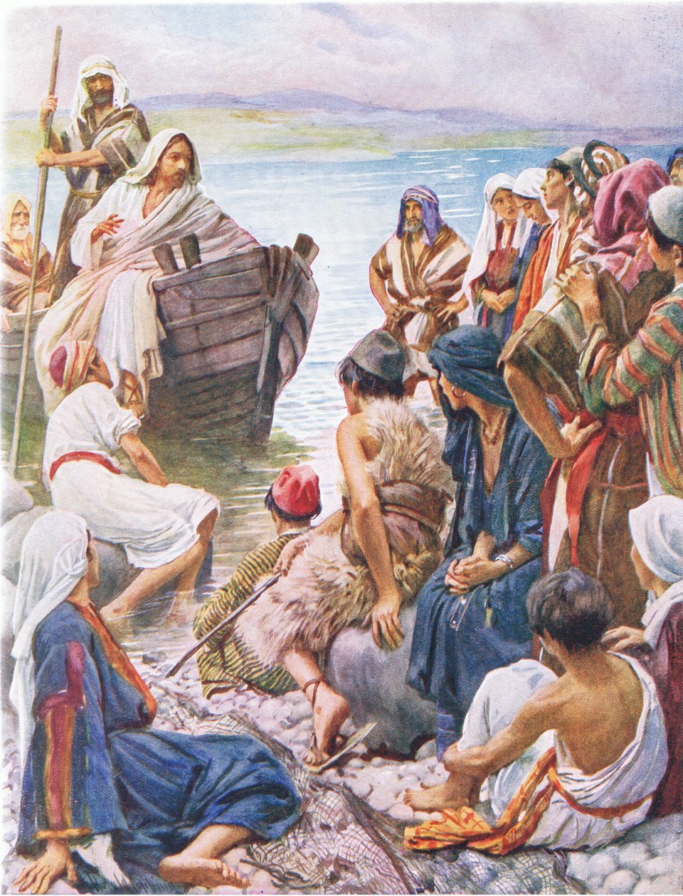 मसीह ने नाव से उपदेश दिया, हेरोल्ड कोपिंग पिक्चर्स से चित्रण: द क्राउन सीरीज, c.1920s द्वारा हेरोल्ड मैथुन