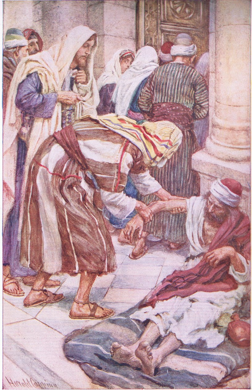 पीटर और जेकब, सुंदर द्वार पर, चित्र जो कि द क्राउन सीरीज़, 1920 से चित्रण है द्वारा हेरोल्ड मैथुन