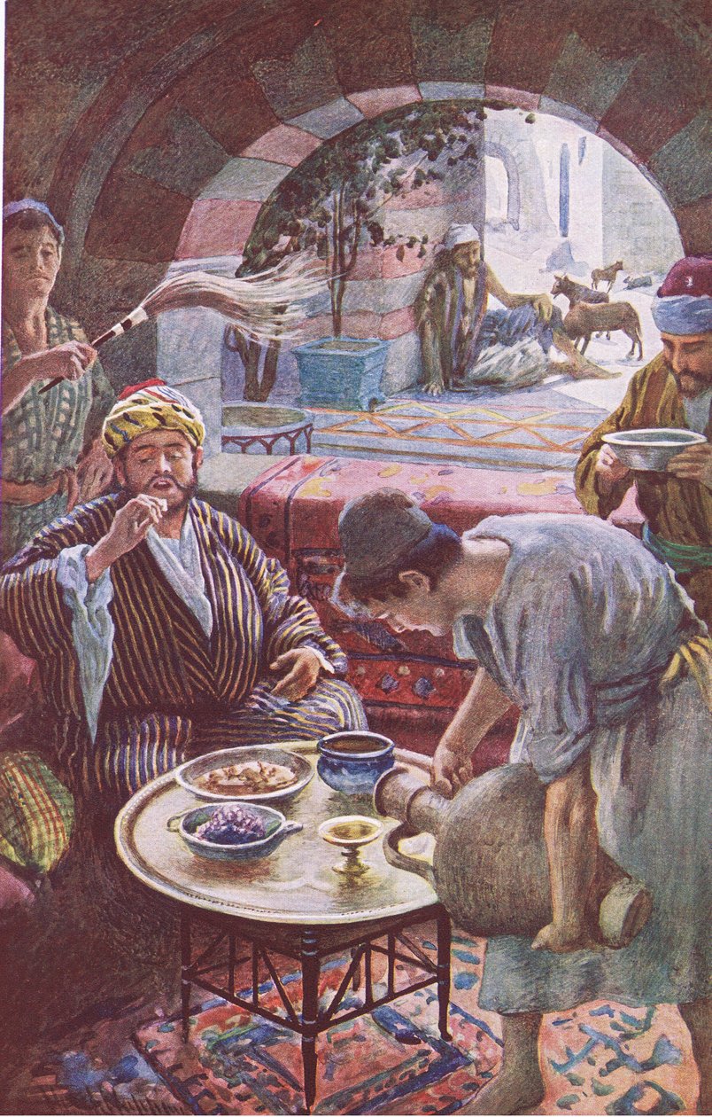 अमीर आदमी और लाजर, चित्रलिपि से चित्रण: क्राउन श्रृंखला, c.1920s द्वारा हेरोल्ड मैथुन
