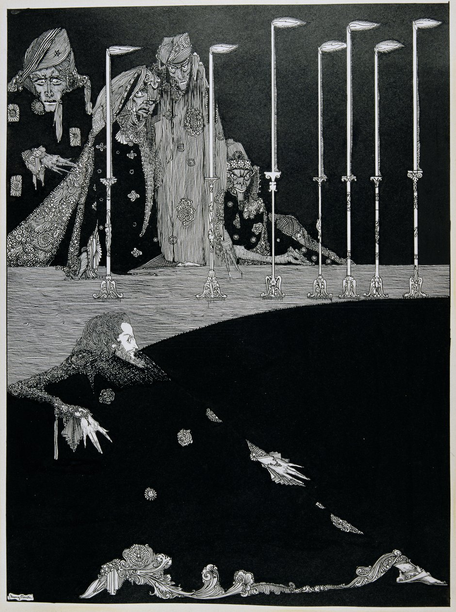 द पिट एंड द पेंडुलम, c.1923 (कलम और स्याही) द्वारा हैरी क्लार्क