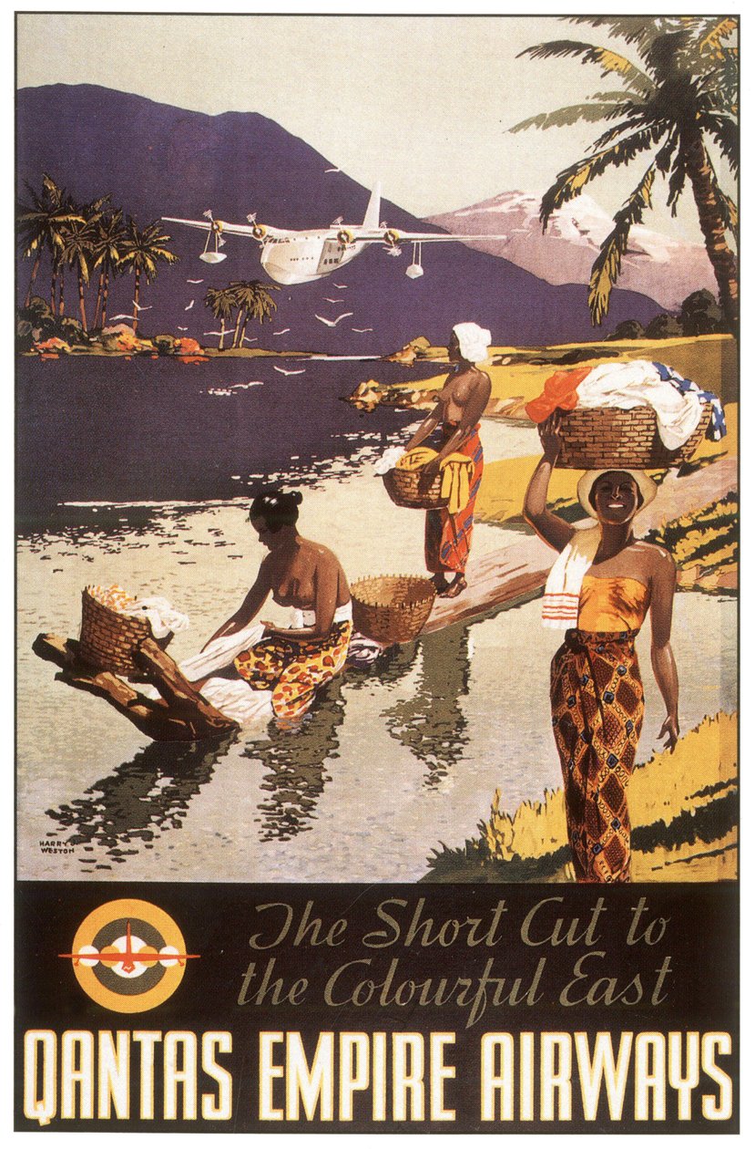विज्ञापन क्वांटास एम्पायर एयरवेज, पोस्टकार्ड, सी. 1950-1954 (पोस्टर) द्वारा हैरी जे। वेस्टन