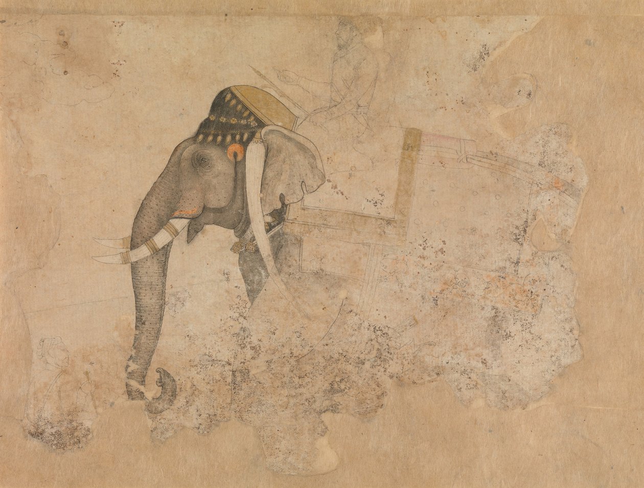 हाथी और सवार, ca. 1640. द्वारा हाशिम।