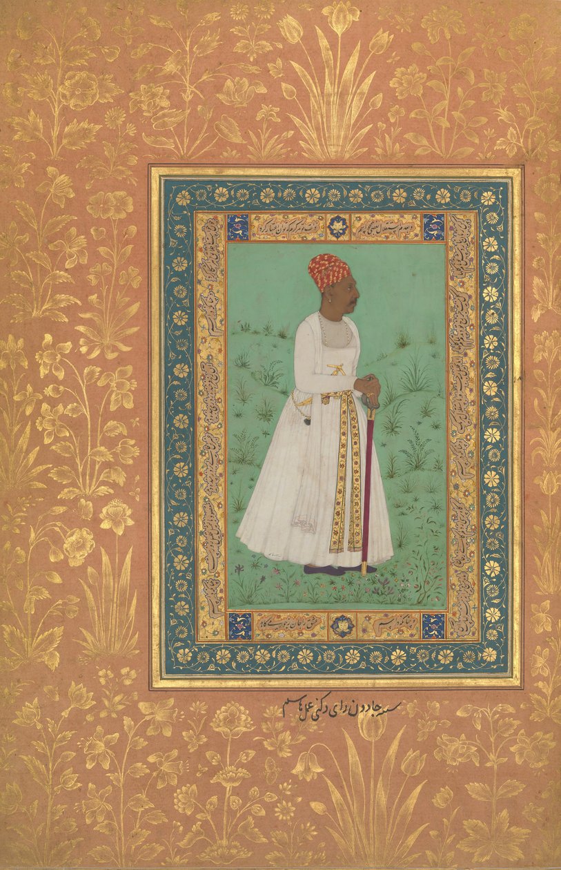 जदुन राय दक्कनी का चित्र, शाहजहाँ एल्बम से फोलियो, रेक्टो: सीए। 1622, छंद: सीए। 1530-50 द्वारा हाशिम
