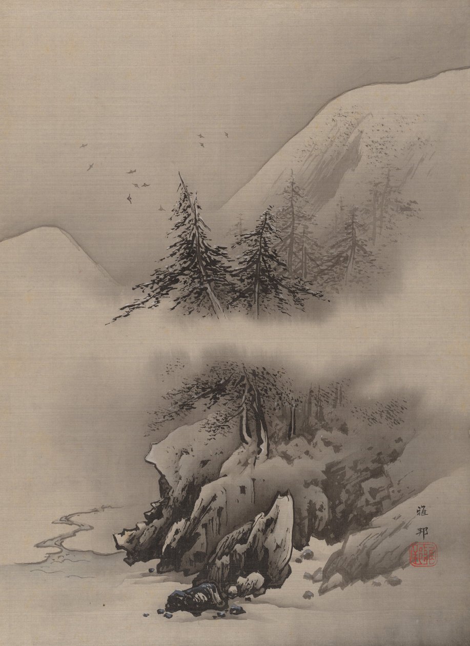 स्नो लैंडस्केप, सीए। 1885-89। द्वारा हाशिमोतो गहो