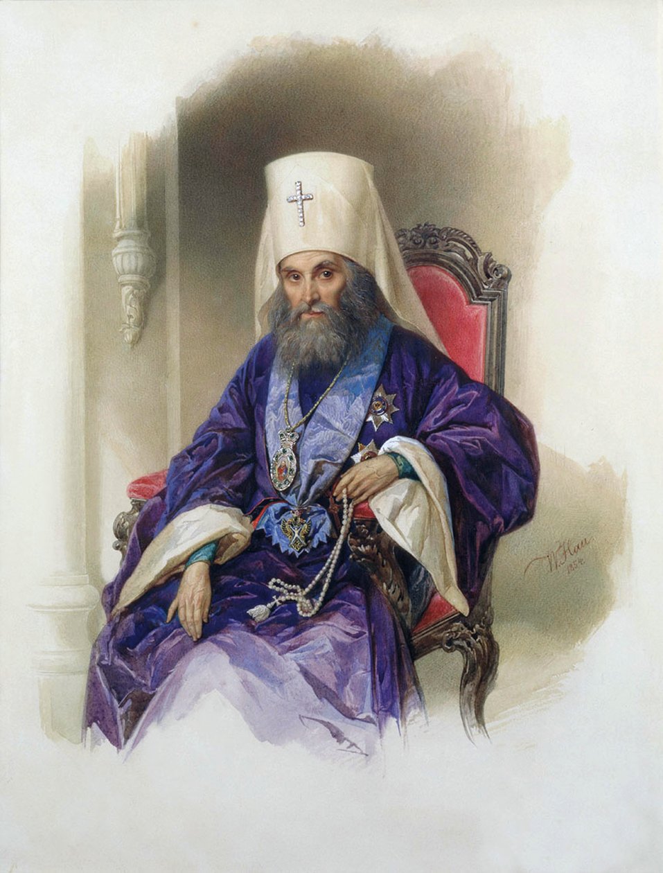 मॉस्को के मेट्रोपॉलिटन फिलारेट का पोर्ट्रेट, 1782-1867, 1854। द्वारा हाओ