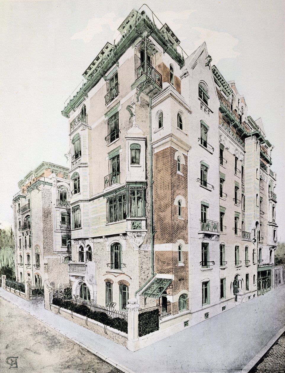 द The Castel-Beranger ’, हेक्टर गुइमार्ड की एक पुस्तक का चित्रण (1867-1942) द्वारा हेक्टर गुइमार्ड