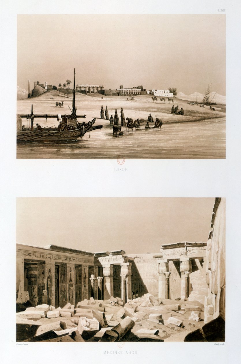 लक्सर और मेदिनीत हबू, मिस्र, 1841 द्वारा हेक्टर होरेउ