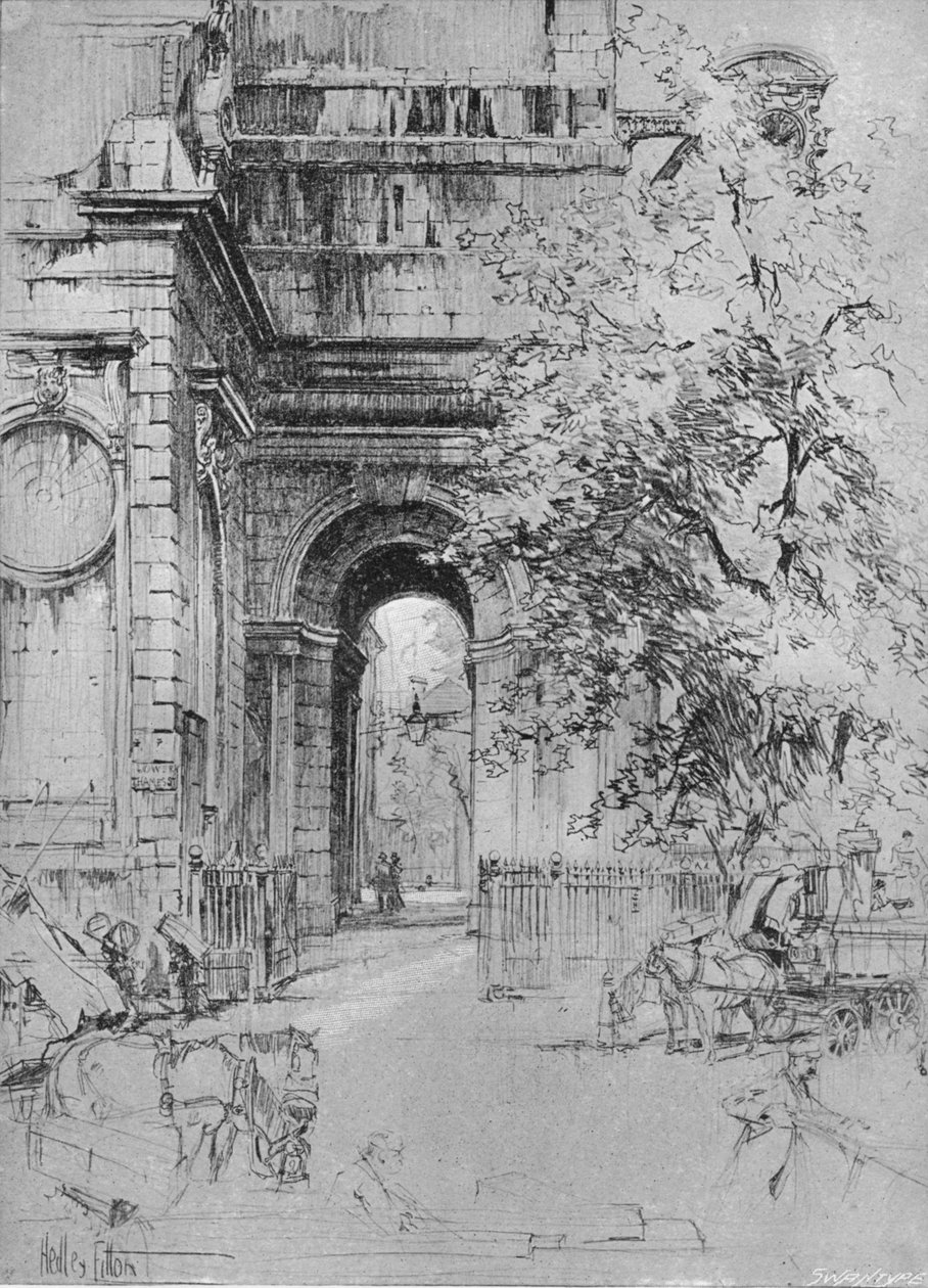 सेंट मैग्नस के टॉवर के नीचे लंदन ब्रिज का पुराना प्रवेश द्वार, c1902, 1903 द्वारा हेडली फिटन