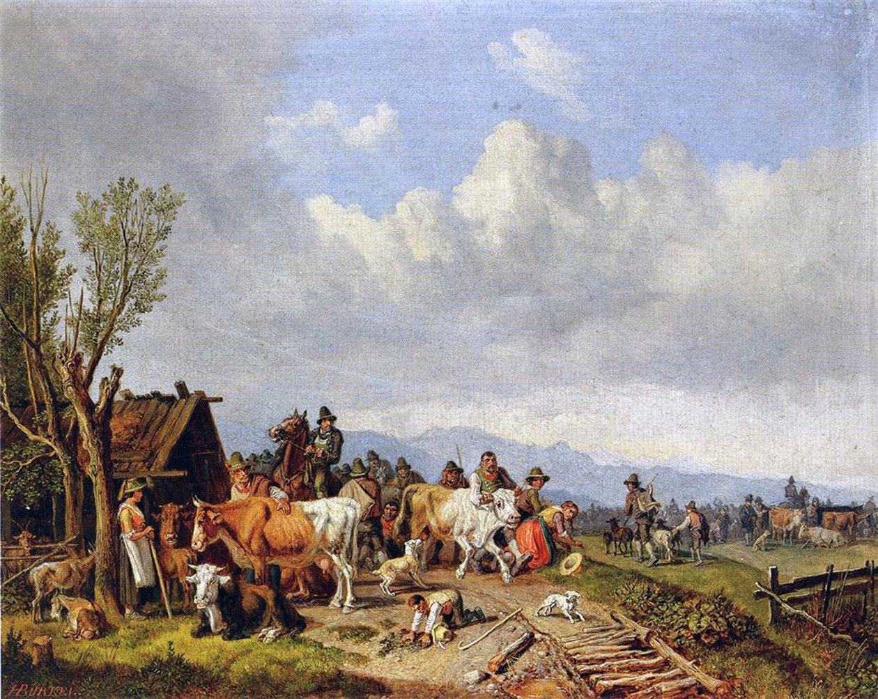 द कैटल मार्केट, c.1866 द्वारा हेनरिक बर्केल