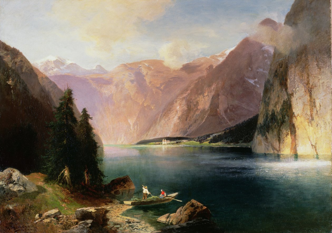 कैनवास पर Koenigssee तेल द्वारा हेनरिक हिलर