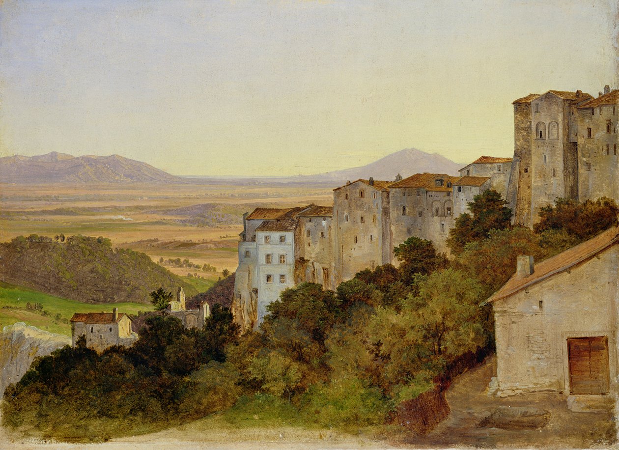 ओवलेनो का दृश्य, 1821-24 (कैनवास पर कागज पर तेल) द्वारा हेनरिक रेनहोल्ड