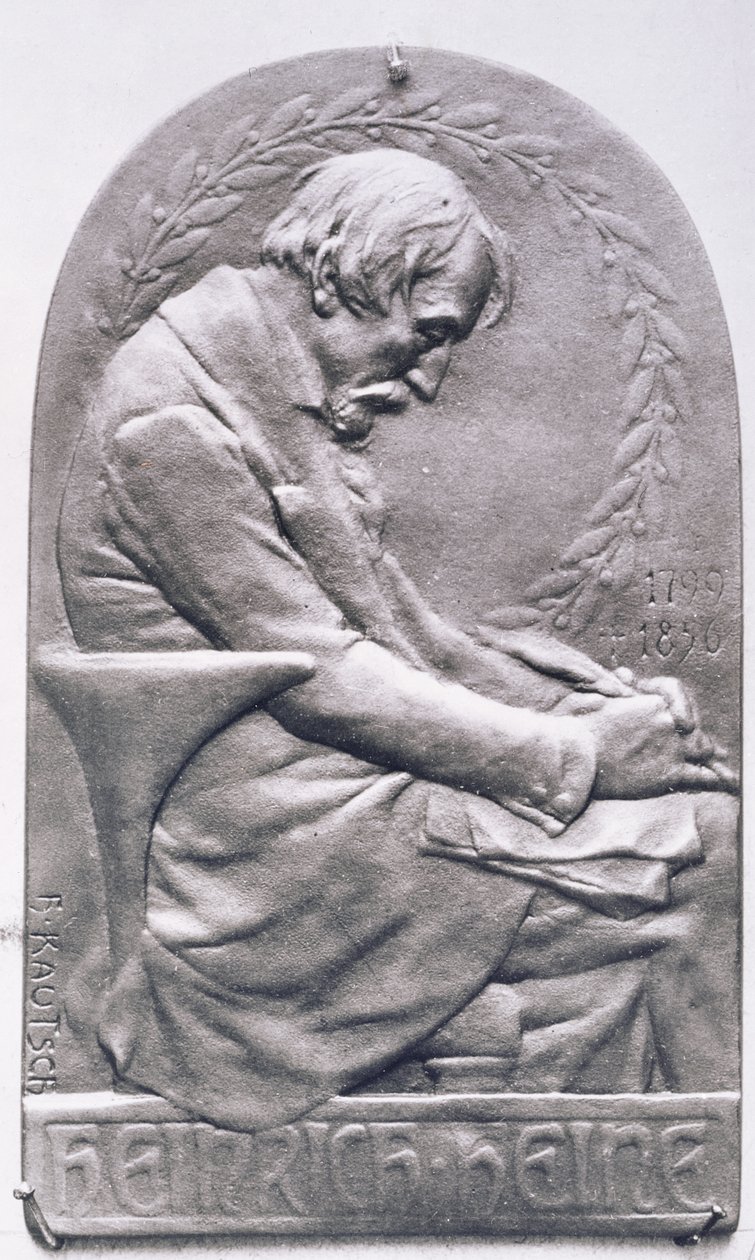हेनरिक हेन का पोर्ट्रेट पदक (1797-1856) (कांस्य) (bw फोटो) द्वारा हेनरिक कोट्सच