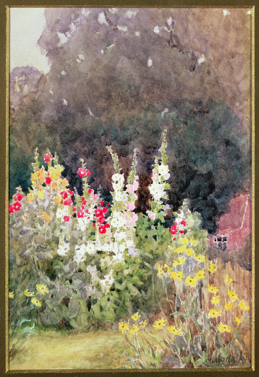 hollyhocks, द्वारा हेलेन एलिंघम