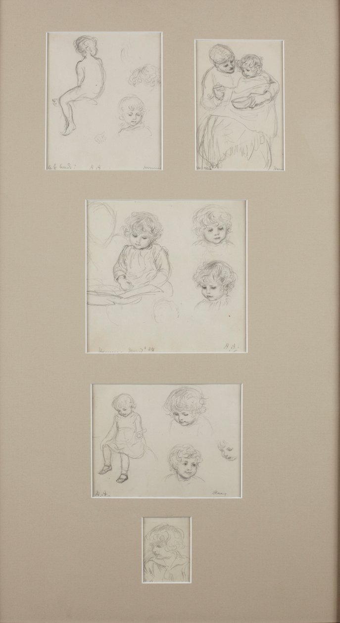 हेनरी एलिंगम के रेखाचित्र, c.1884 (कागज पर पेंसिल) द्वारा हेलेन एलिंघम