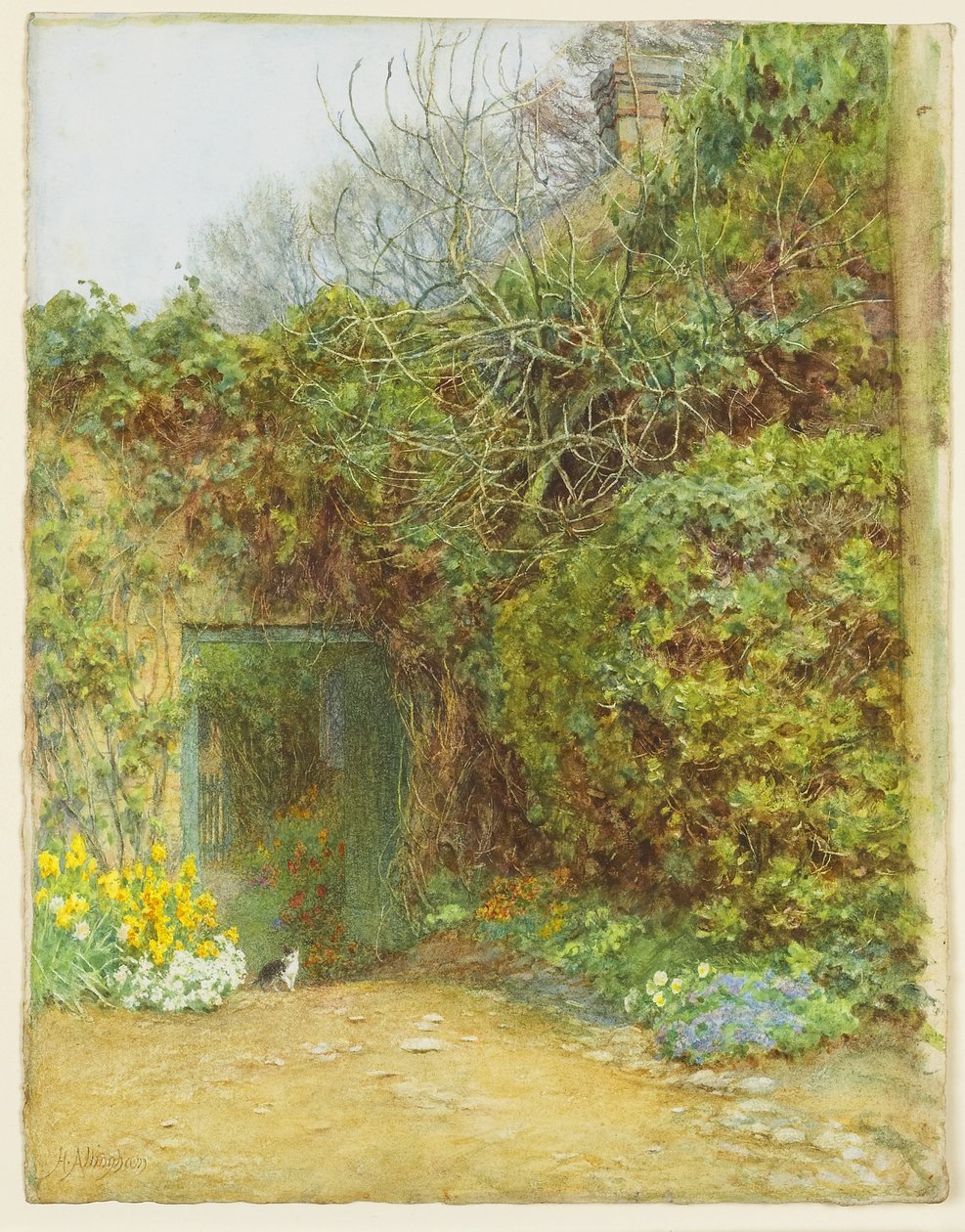 डेरी डोर, फ़ारिंगफ़ोर्ड, लॉर्ड टेनिंसन होम, c.1890 (wc, गम अरबी और कोड़ा कागज पर बाहर निकालना) द्वारा हेलेन एलिंघम