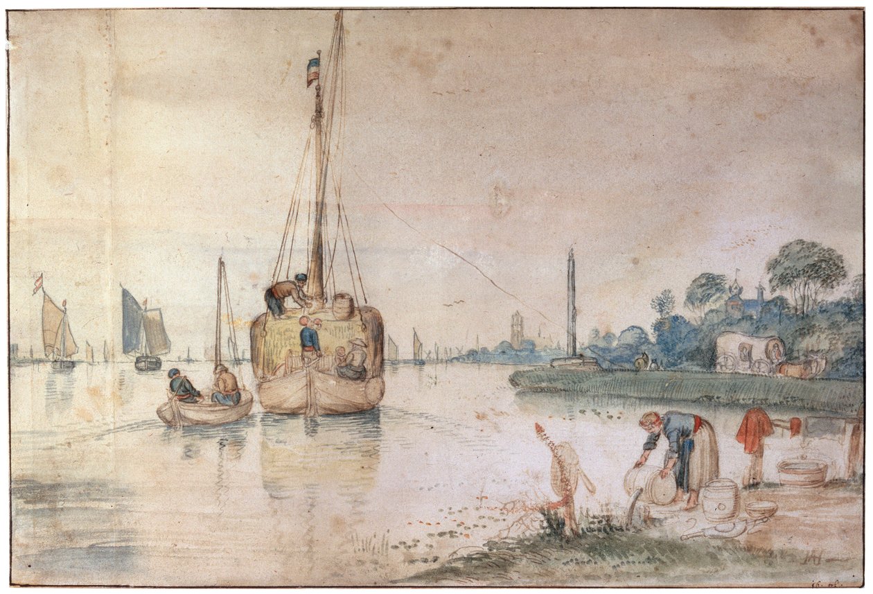 हे के साथ एक बजरा, c1625-c1634 द्वारा हेंड्रिक एवरकैंप