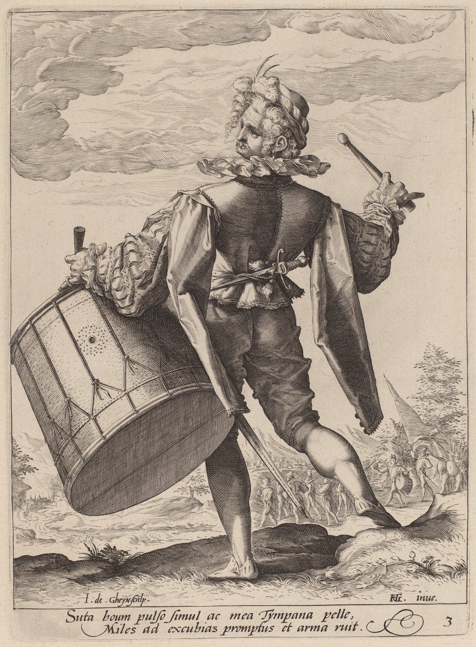 ड्रमर, जैक्स II डी गेयिन द्वारा उत्कीर्ण, 1587 (रखी कागज पर उत्कीर्णन) द्वारा हेंड्रिक गोल्ट्जियस