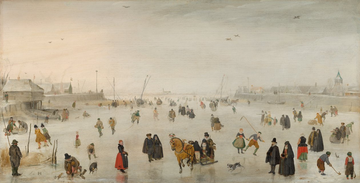 बर्फ पर एक दृश्य, c.1625 (पैनल पर तेल) द्वारा हेंड्रिक एवरकैंप