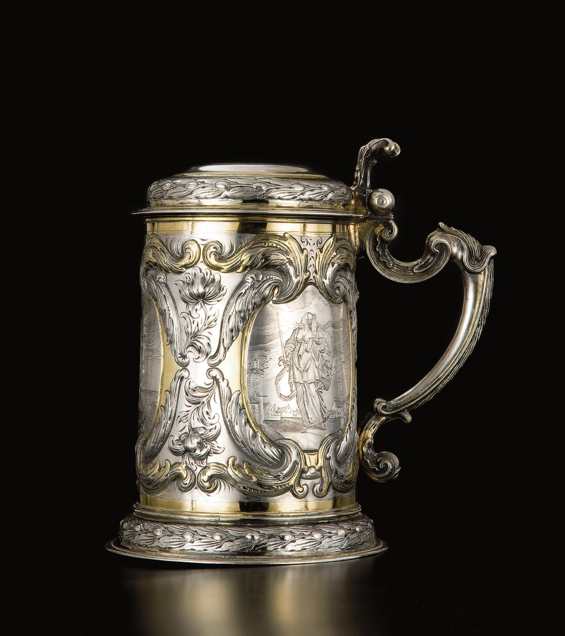 टैंकार्ड, डेंजिग, c.1670 (पार्सल गिल्ट सिल्वर) (469709 और 469710 भी देखें) द्वारा Hennick (attr। To) प्रोस्ट