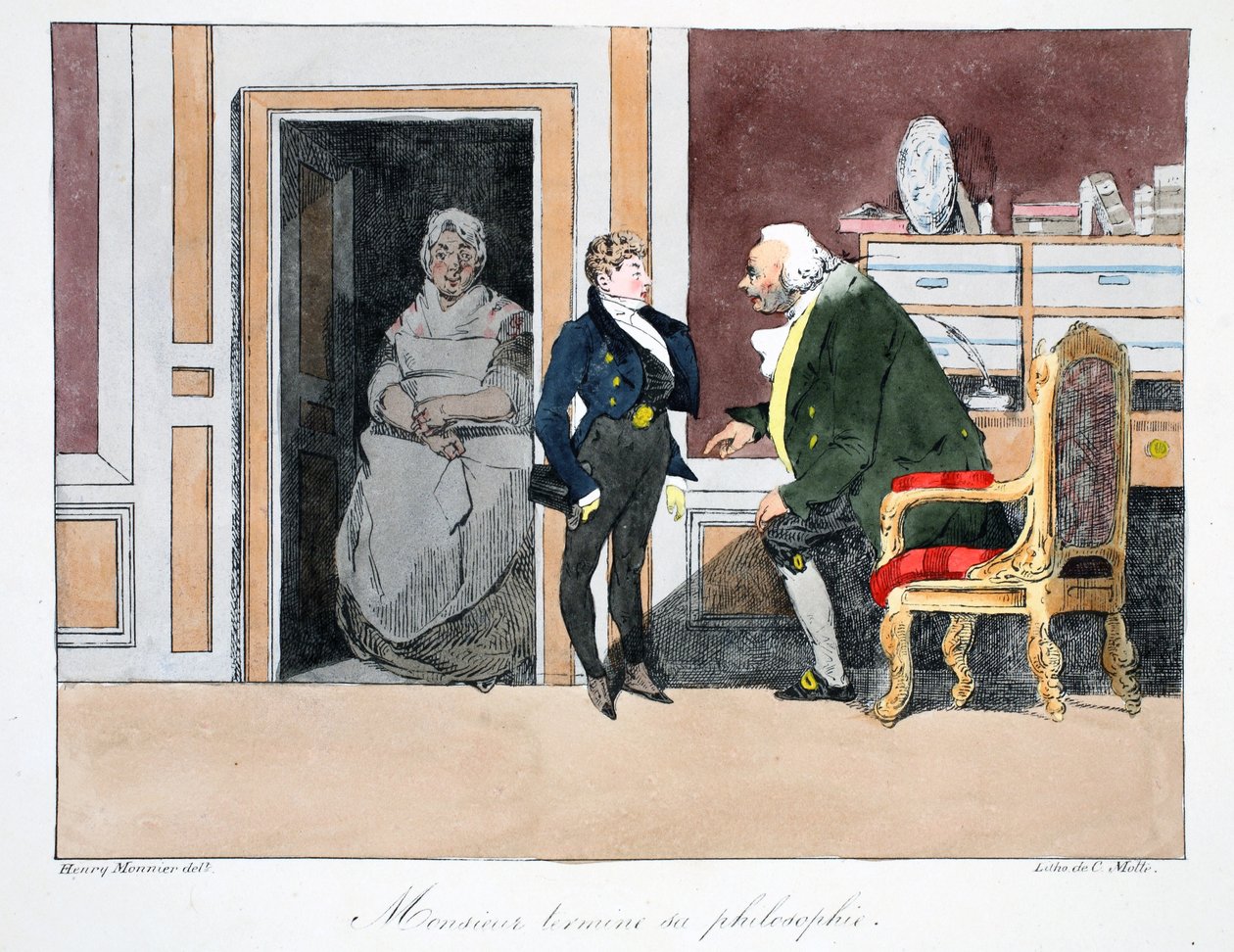 चित्रण, c.1828 (हाथ से रंगी लिथो) द्वारा हेनरी बोनावेंट मुन्नियर