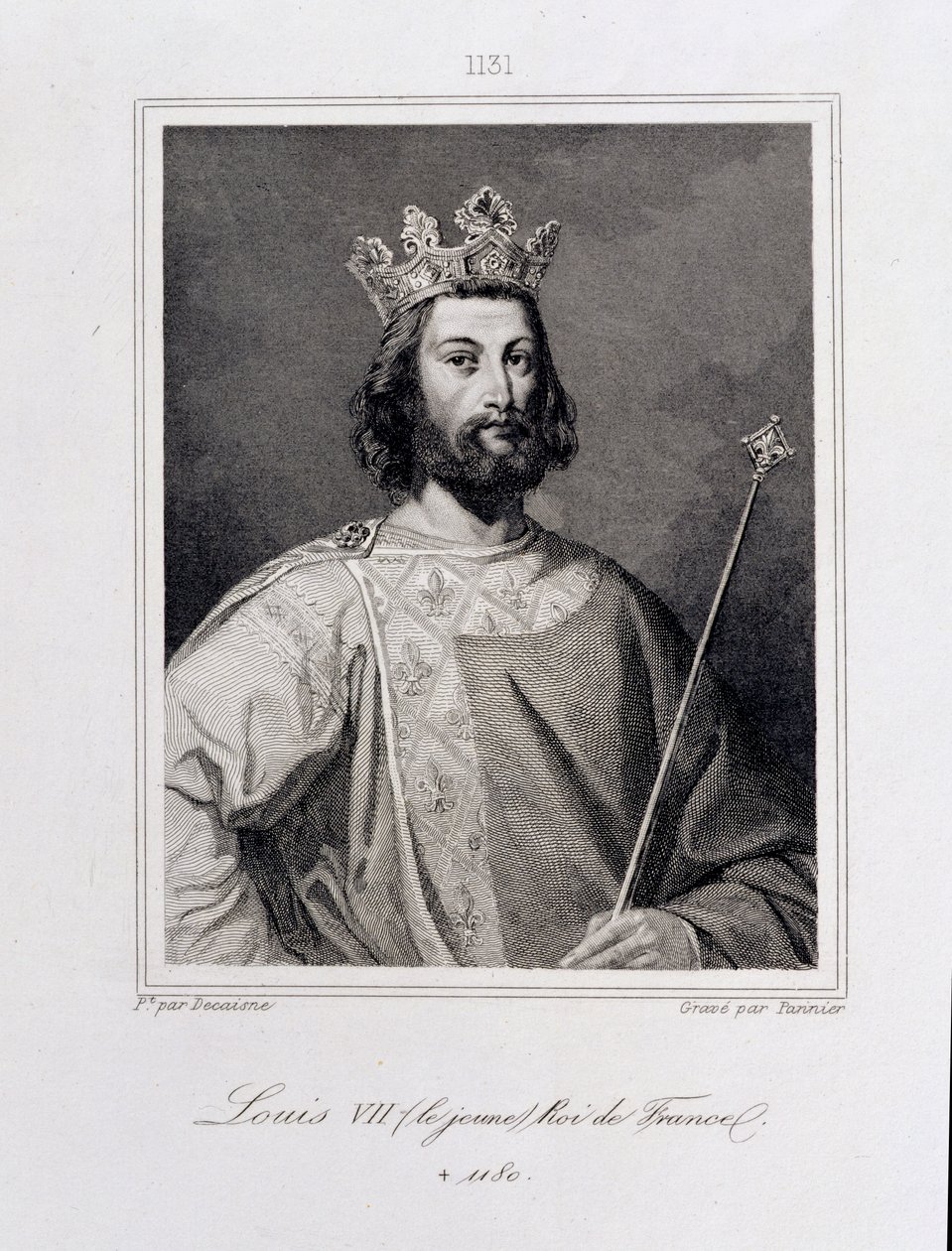 लुई VII ने फ्रांस के &39;यंगर&39; किंग (c.1120-80) को पन्नीर द्वारा उकेरा द्वारा हेनरी डेकैस्ने