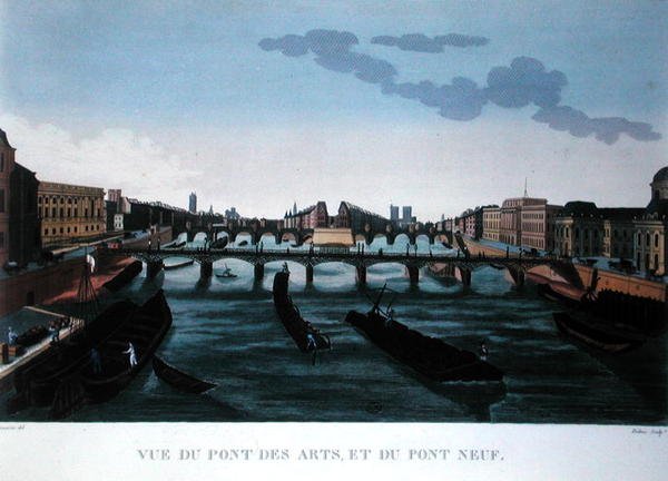 पोंट डेस आर्ट्स और पोंट नेफ, c.1815-20 (रंग उत्कीर्णन) द्वारा हेनरी (बाद में) कौरवोज़ियर वोइसिन